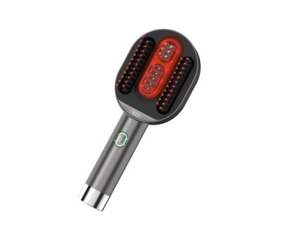 XO FG12 Secador con Cepillo y Funcion Masaje - Potencia 5W - Bateria de 1500mAh - Terapia con Luz Roja - Color Gris