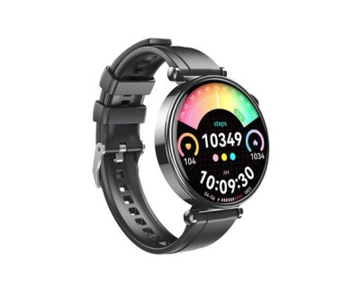 XO GT4 Mini Reloj Smartwatch Pantalla Redonda 1.32\" AMOLED - Multideporte - Monitoreo del Sueño - Llamadas BT - IP68 - Color Negro