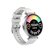 XO GT4 Mini Reloj Smartwatch Pantalla Redonda 1.32\" AMOLED - Multideporte - Monitoreo del Sueño - Llamadas BT - IP68 - Color Plata