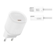 XO L143 Cargador de Corriente 20W - USB-C - PD 3.0 y QC 3.0 - Incluye Cable USB-C a Lightning - Color Blanco