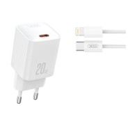 XO L146 Cargador de Corriente 20W - USB-C - PD 3.0 y QC 3.0 - Incluye Cable USB-C a Lightning - Color Blanco