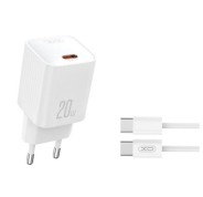 XO L146 Cargador de Corriente 20W - USB-C - PD 3.0 y QC 3.0 - Incluye Cable USB-C - Color Blanco