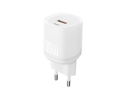 XO L151 Cargador de Corriente 30W - USB-A y USB-C - GaN - Color Blanco