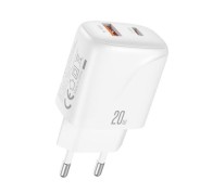 XO L158 Cargador de Corriente 20W - USB-A y USB-C - Alto Rendimiento - Color Blanco