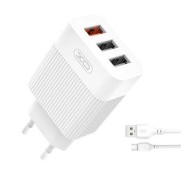 XO L72 Pack Cargador de Corriente 1x USB-A 18W Carga Rapida 3.0, 2x USB-A + Cable USB-A a MicroUSB