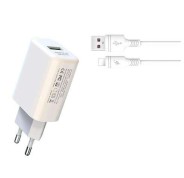 XO L85D Cargador de Corriente 18W + Cable Lightning - Carga Rapida - Proteccion Sobretensiones - Color Blanco