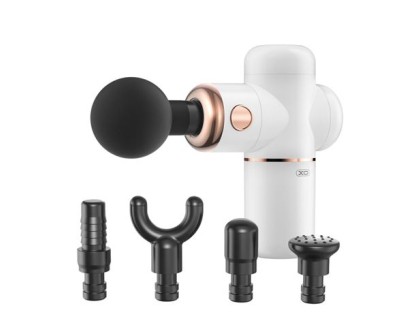 XO Masajeador Portatil - Bateria 3000mAh - Cargador Tipo C - 4 Accesorios Incluidos - Color Blanco