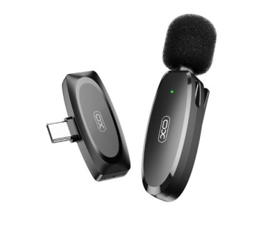 XO MKF08A Microfono Inalambrico de Solapa - Conector Tipo C - Autonomia hasta 6 Horas - Alcance 10 Metros - Color Negro