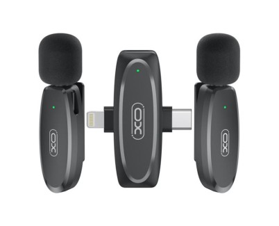 XO MKF10 Microfono Inalambrico de Solapa - Conector Tipo C y Lightning - Color Negro