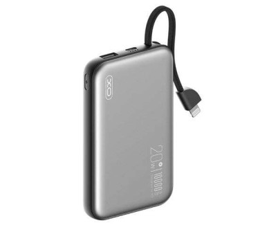 XO Powerbank 10000Mah - Carga Inalambrica - Salida USB-C 20W - Facil de Transportar - 600 Ciclos de Carga - Resistente - Color Gris