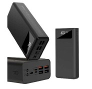 XO PR123 Powerbank 30000mAh - Funcion Linterna - 4 Salidas USB-A - Entradas microUSB, USB-C y Lightning - Pantalla LCD - Carga Rapida - Resistente