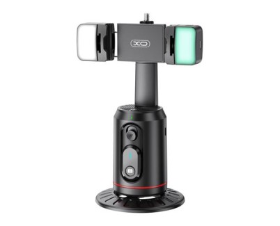 XO SS16LED Soporte Sobremesa para Smartphone - Seguimiento y Reconocimiento Facial - Motorizado 360&ordm; - Iluminacion LED - Control por Gestos - Bluetooth - Color Negro