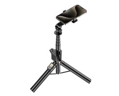 XO SS23 Tripode + Palo Selfie - Mando a Distancia Bluetooth - LEDs Laterales Incluidos - Color Negro