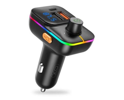 XO Transmisor Bluetooth 5.0 FM - 2x USB- A, 1x USB-C 25W PD - Pantalla Led - Funcion Manos Libres