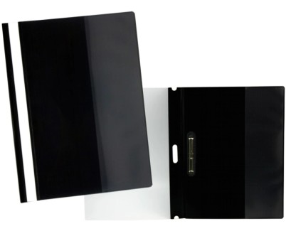 Yes Dossier con Fastener para 30 Hojas A4 - Portada Transparente, Trasera Negro - Fabricado en Polipropileno