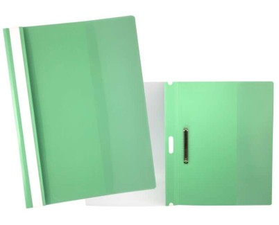 Yes Dossier con Fastener para 30 Hojas A4 - Portada Transparente, Trasera Verde - Fabricado en Polipropileno