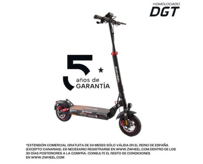 Zwheel ZRino Patinete Electrico Motor 600W - Homologado DGT - Suspension Delantera y Trasera - Velocidad hasta 25Km/h - Autonomia hasta 50km - Carga Maxima 120kg - Ruedas 10\"